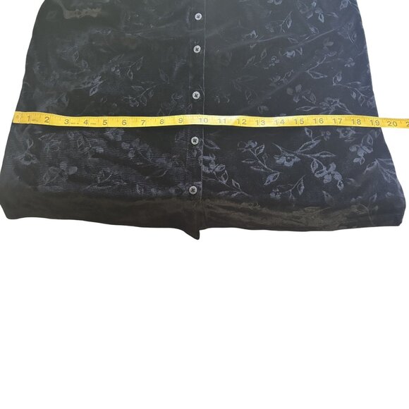 Lands End Black Velvet Floral Button-Up Womens Blouse Size S - Picture 9 of 11
